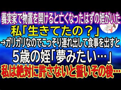 【スカッとする話】義実家で物置を開けると亡くなったはずの姪がいた。私「生きてたの？」→ガリガリなのでこっそり連れ出して食事を出すと5歳の姪「夢