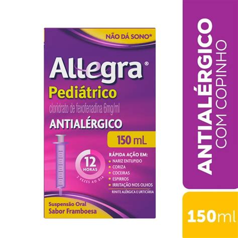 Antialérgico Infantil Para Coceira Na Pele - Antialérgico Allegra Pediátrico 6mg/Ml 150ml - PanVel Farmácias