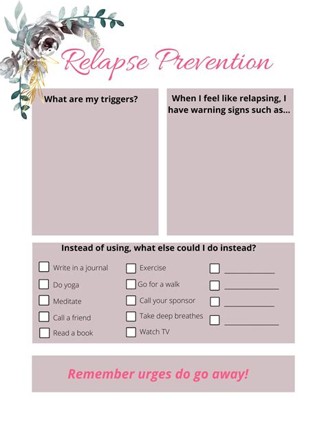 Printable Relapse Prevention Plan - Worksheets Library