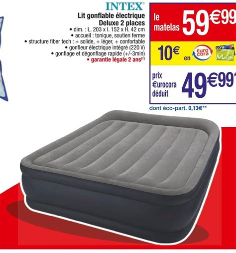 Promo Intex Lit Gonflable Lectrique Deluxe Places Chez Cora