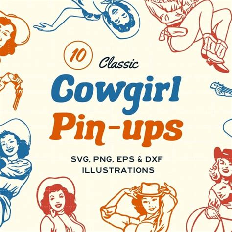 Cowgirl Svg Png Eps Dxf Bundle Western Women Illustrations Etsy