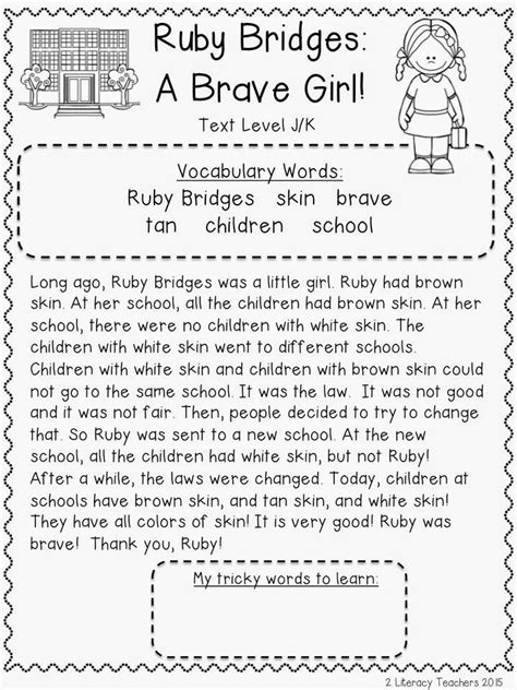 Ruby Bridges Printable Worksheets Peggy Worksheets