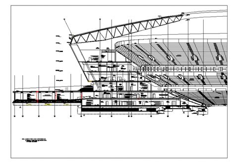 Sports Ground Stadium Facade Sectional Details Dwg File Cadbull