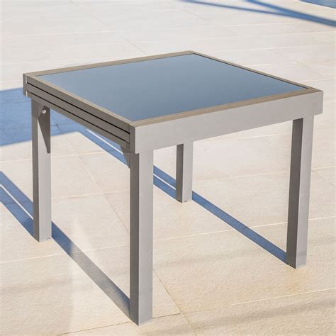 Mesa de jardín extensible de vidrio Murano Hasta 8 pers Gris