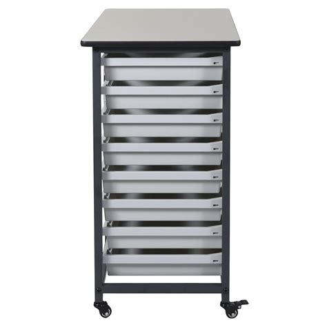 Luxor Black Steel 16 Drawer Mobile Storage Unit 30 34l X 20w X 37