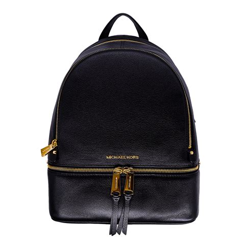 Michael Kors Womens Rhea Zip Medium Leather Backpack Black