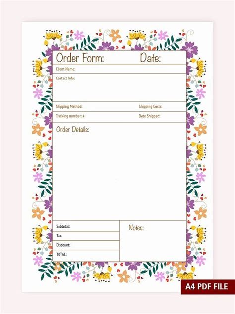 Free Printable Order Forms For Crafts Printable Templates