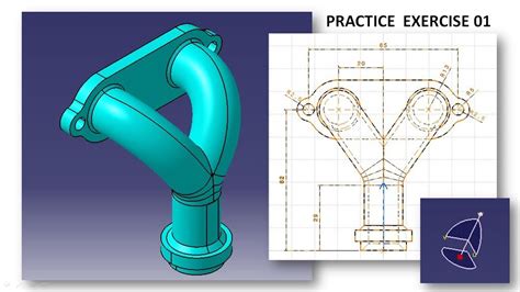 Bend Pipe With Flange Catia V5 Part Design Exercise Practice Exercise 01 Youtube