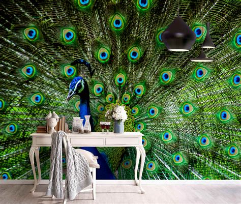 3D Gorgeous Peacock Feather Wallpaper Removable Self | Etsy