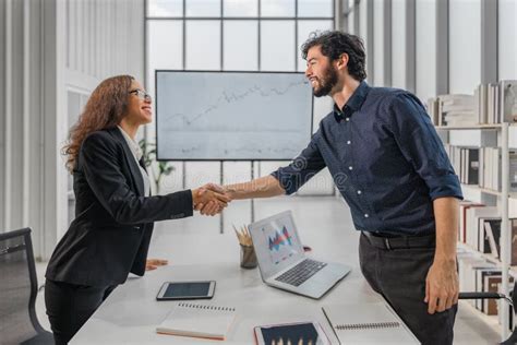 Two Businesss Person Handshaking After Sucess Business Agreement Negotiation Stock Image Image