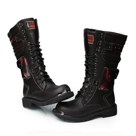 Bottes Larges De Moto En Cuir Pour Hommes Sambottes