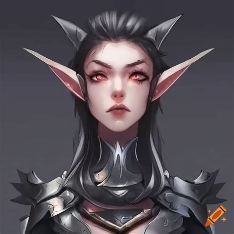 Detailed Portrait Of A Confident Female Elf With Black Hair