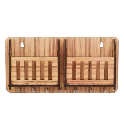 Elegant Wooden Wall Mounted Key Holder, Mobile Organizer : AdWorld Global