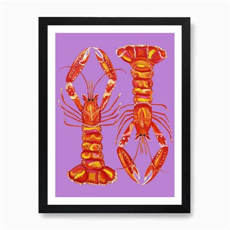 Langoustines On Purple Art Print By Alice Straker Fy