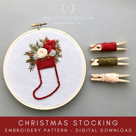 Christmas Stocking Embroidery Pattern - Digital Download - And Other Adventures Embroidery Co