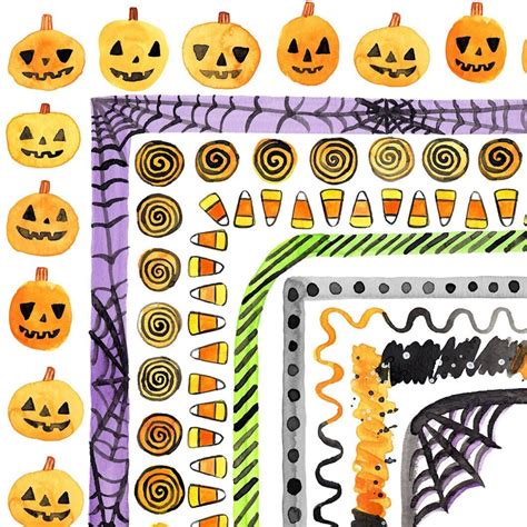 Halloween Watercolor Clipart Borders October Clip Art, Cute Pumpkin ...