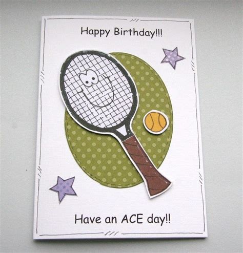 Tennis Birthday Card Racquet Personalised Handcrafted Sport