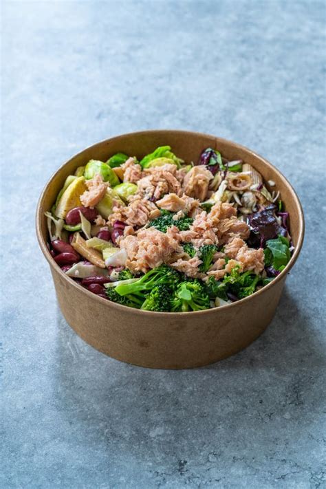 Healthy Food Bowl With Tuna Fish Broccoli Brussel Sprouts Mexican