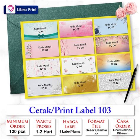 Jual Cetak Stiker Label 103 Polos And Motif Print Label Nama Undangan