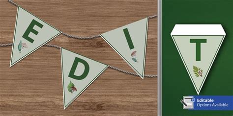 Botanical Themed Editable Display Bunting Professor Feito