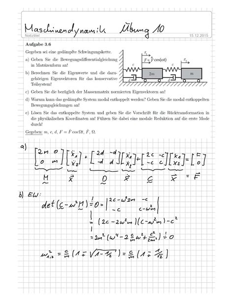 Übung 10 Maschinendynamik Studocu