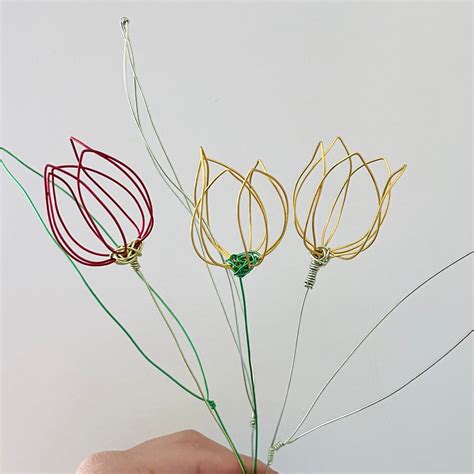 Handmade Colored Wire Flowers Wire Tulips Wire Poppy Etsy