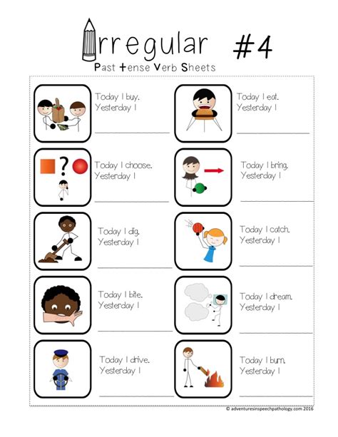 Irregular Past Tense Verbs Speech Therapy Printable Templates Free