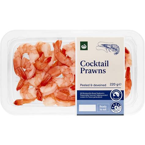 Woolworths Cocktail Prawns Peeled Deveined G Woolworths