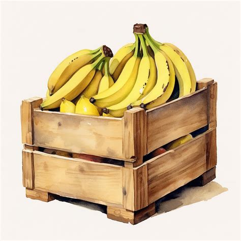 Premium AI Image | watercolor old crate filled with fruit