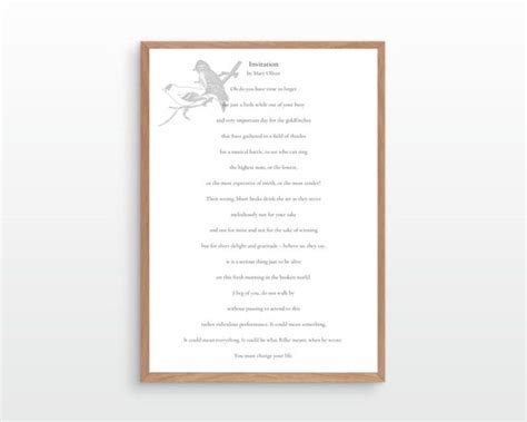 Mary Oliver Poem Invitation Motivation Inspiration Print Etsy