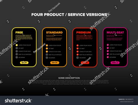 Product Features Schema Template Cards Four Stock Vector (Royalty Free ...