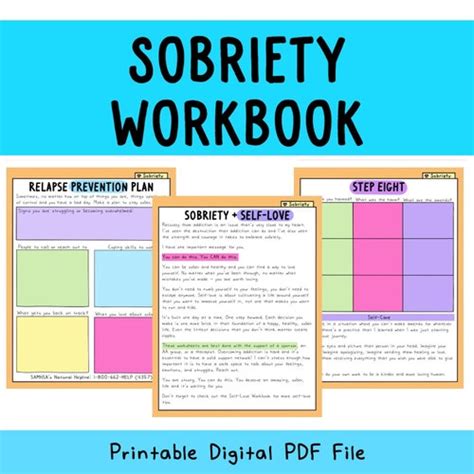 Sobriety Worksheets Recovery Aa Addiction Sober Life Etsy