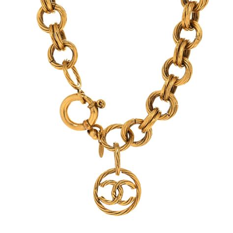 CHANEL Metal Chain CC Choker Necklace Gold 1269936 FASHIONPHILE