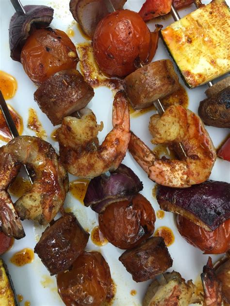 Grilled Shrimp And Sausage Skewers With Smoky Paprika Glaze Home Made