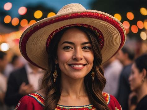 Premium Photo Photograph Of Woman In Sombrero At Cinco De Mayo