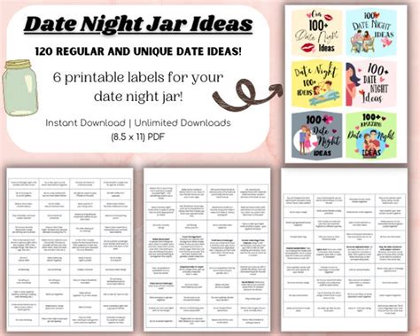 Date Night Jar Cards Date Night Jar Ideas Date Night Cards For Couples Couples T