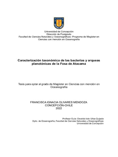 Completable En L Nea Repositorio Udec Caracterizacin Taxonmica De Las