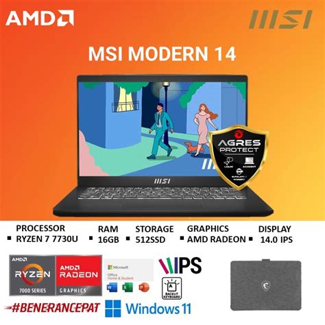 Jual Msi Modern Ryzen U Gb Gb W Ohs Fhd Ips