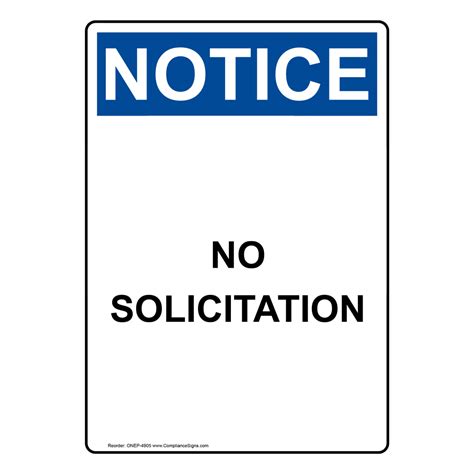 Vertical No Solicitation Sign Osha Notice