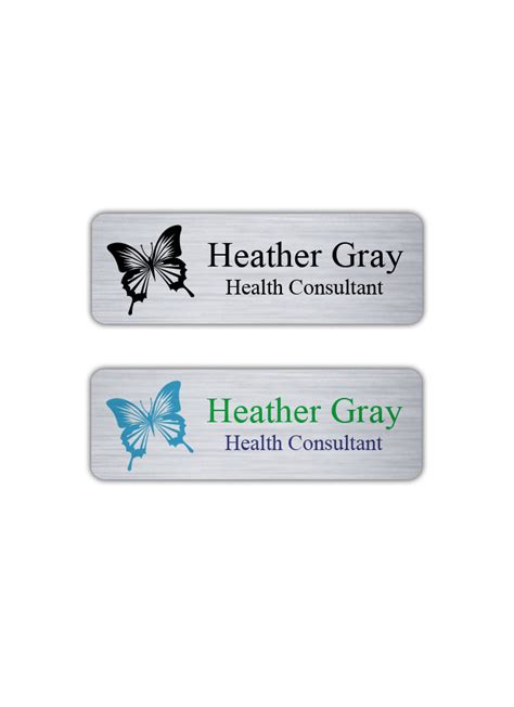 Brushed Silver Metal Name Badges Free Setup