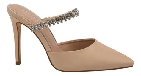 Zapatilla Nude Mate Puntual Tacon De Aguja Con Pedreria Meses sin interés