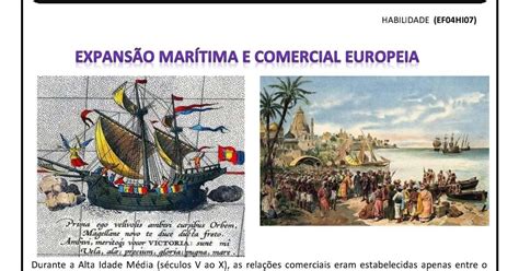 História: expansão marítima e comercial europeia Atividade de história ...