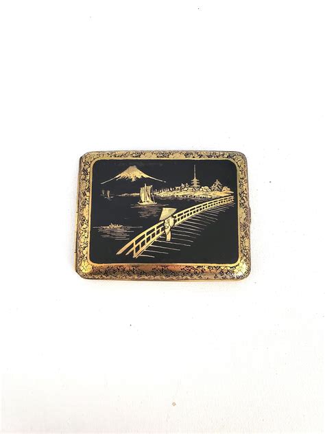 Vintage Japanese Damascene Cigarette Case With Mount Fuji Etsy