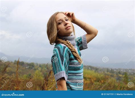 Russian Beautiful Slim Blonde Girl Stock Image Image Of Outdoors Adult