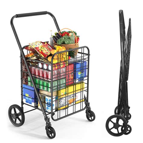 Buy Folding Shopping Cart For Groceries Jumbo Grocery Cart With