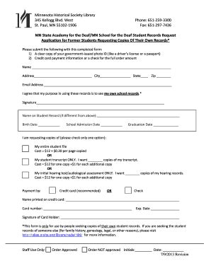 Fillable Online Sites Mnhs Application For Former Students Requesting