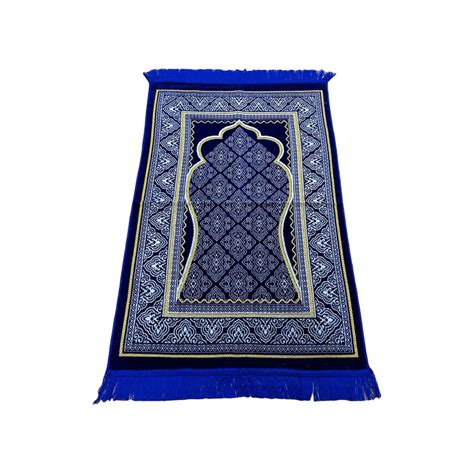 Gebedskleed Mihrab Motief Blauw Van Prachtige Kwaliteit