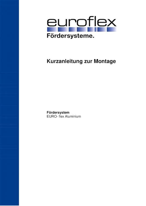 Pdf Kurzanleitung Zur Montage Euroflexgmbh Zur Allgemeines