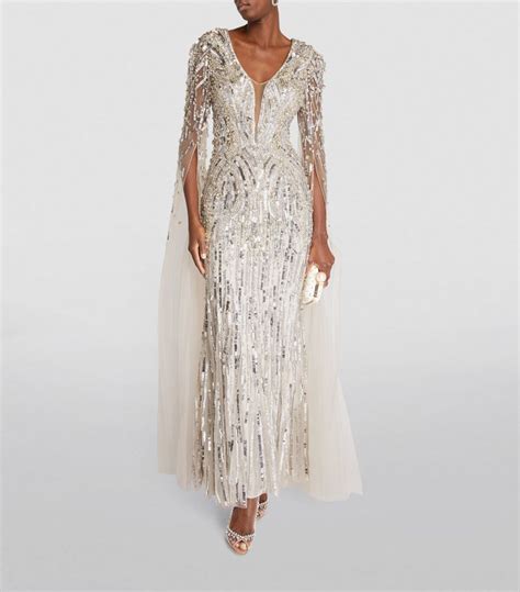 Womens Jenny Packham Gold Beaded Planelto Gown Harrods Uk