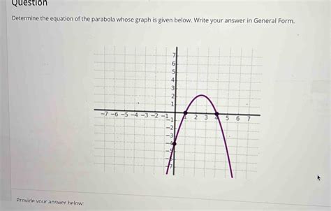 Solved Question Determine The Equation Of The Parabola Whose Graph Is